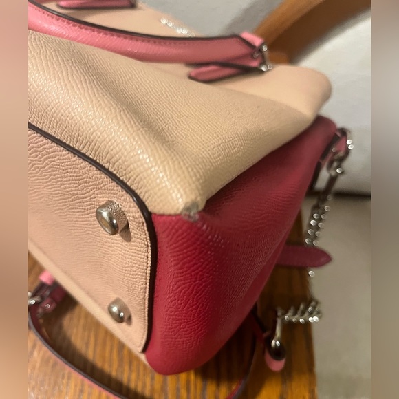 Coach Colorblock Satchel With Crossbody in Taupe / Pink / Red - Picture 10 of 13